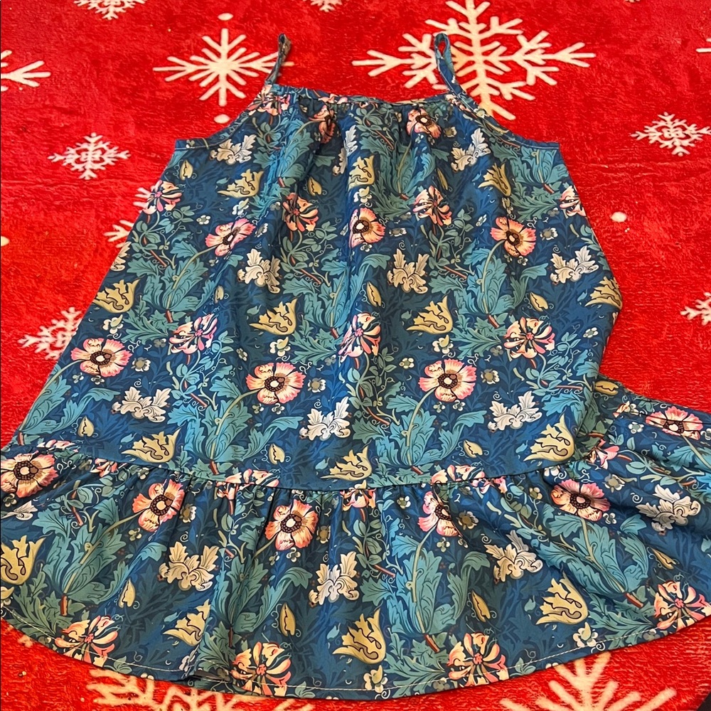 Floral Blue Sleeveless Dress